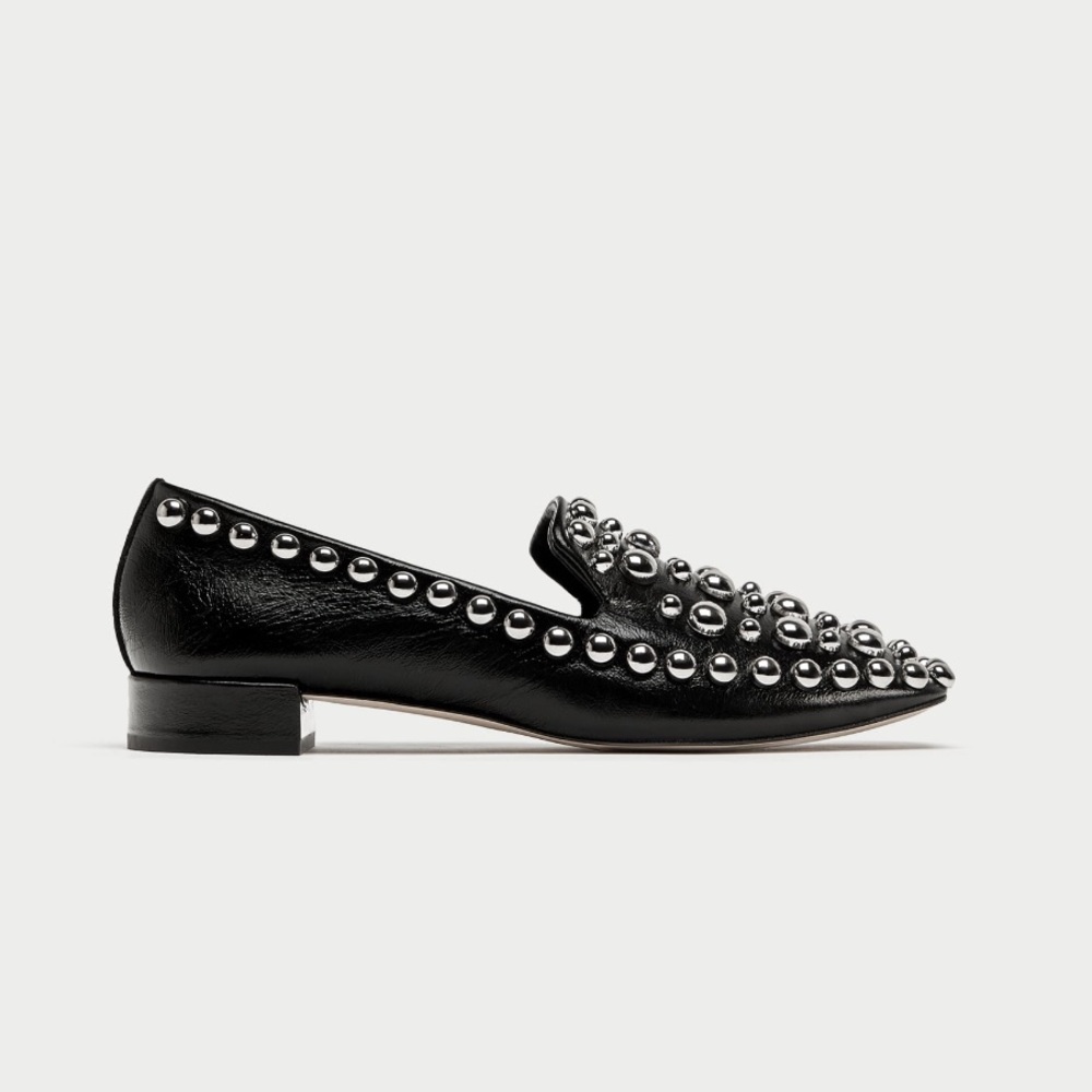 GORGEOUS NWT ZARA Black Leather Loafers - Picture 3 of 8